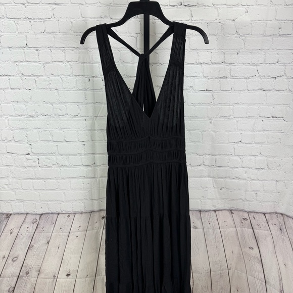 Loft Beach Tiered Halter Maxi Dress Black Size Medium - Picture 3 of 7